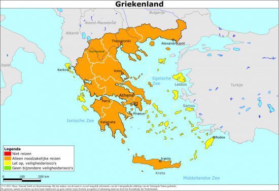 Kaart Reisadvies Griekenland